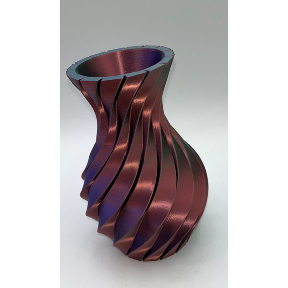 3D Printed Swirled Modern Flower Vase Multi Color Metallic Purple Pink Blue OOAK - Picture 9 of 16